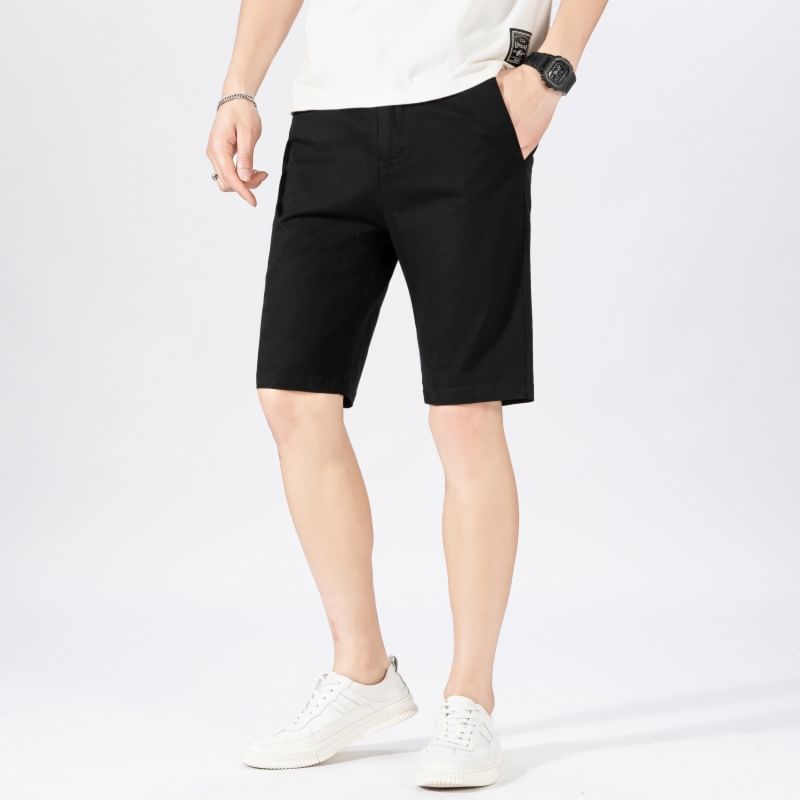 Lefitt - Effen shorts met elastische taille