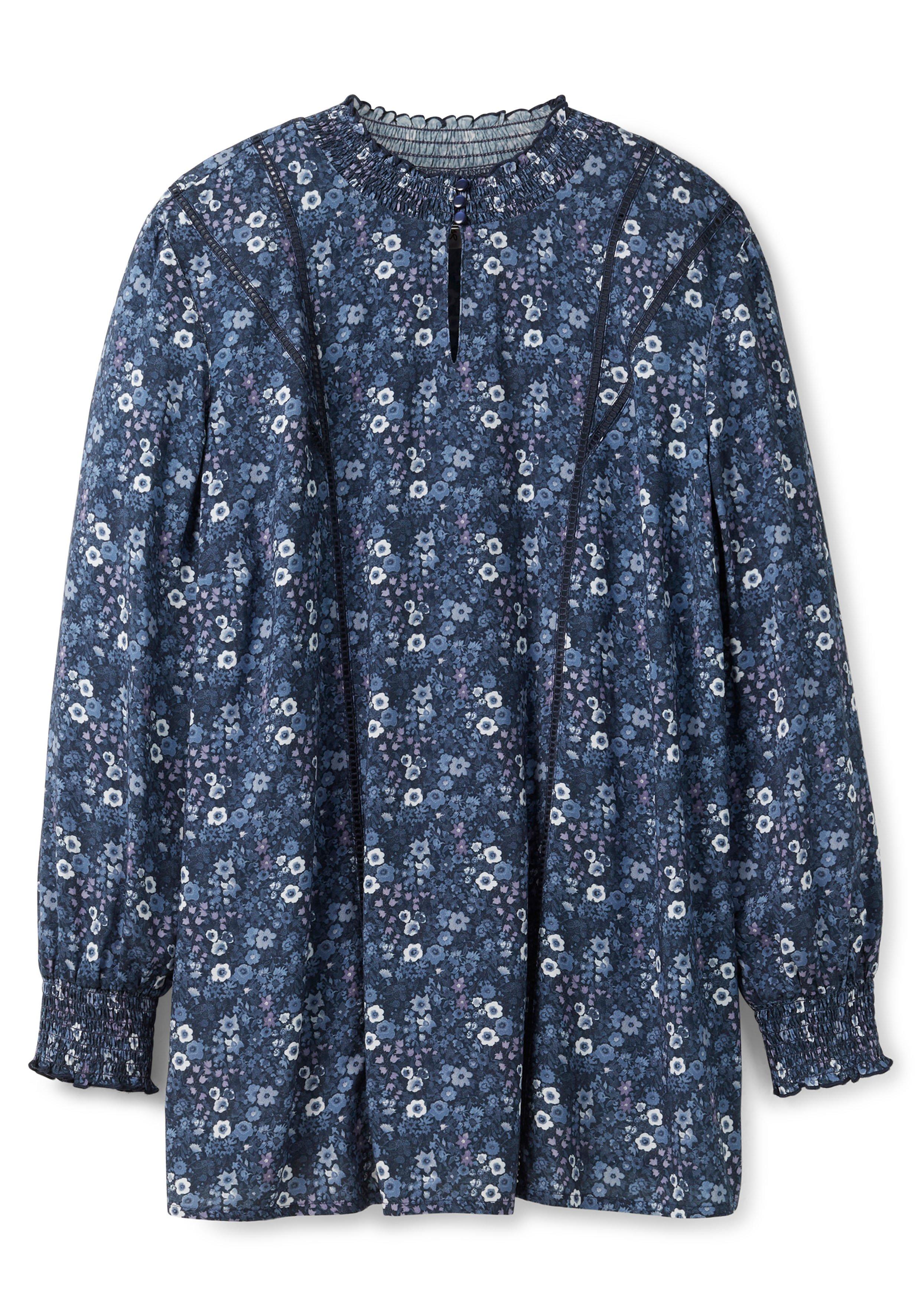 Tunika mit Blumenprint und Smok-Details