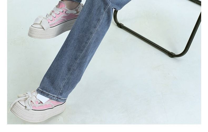 Denimot - High Rise Washed Fleece Lined Straight Leg Jeans (Diverse designs)