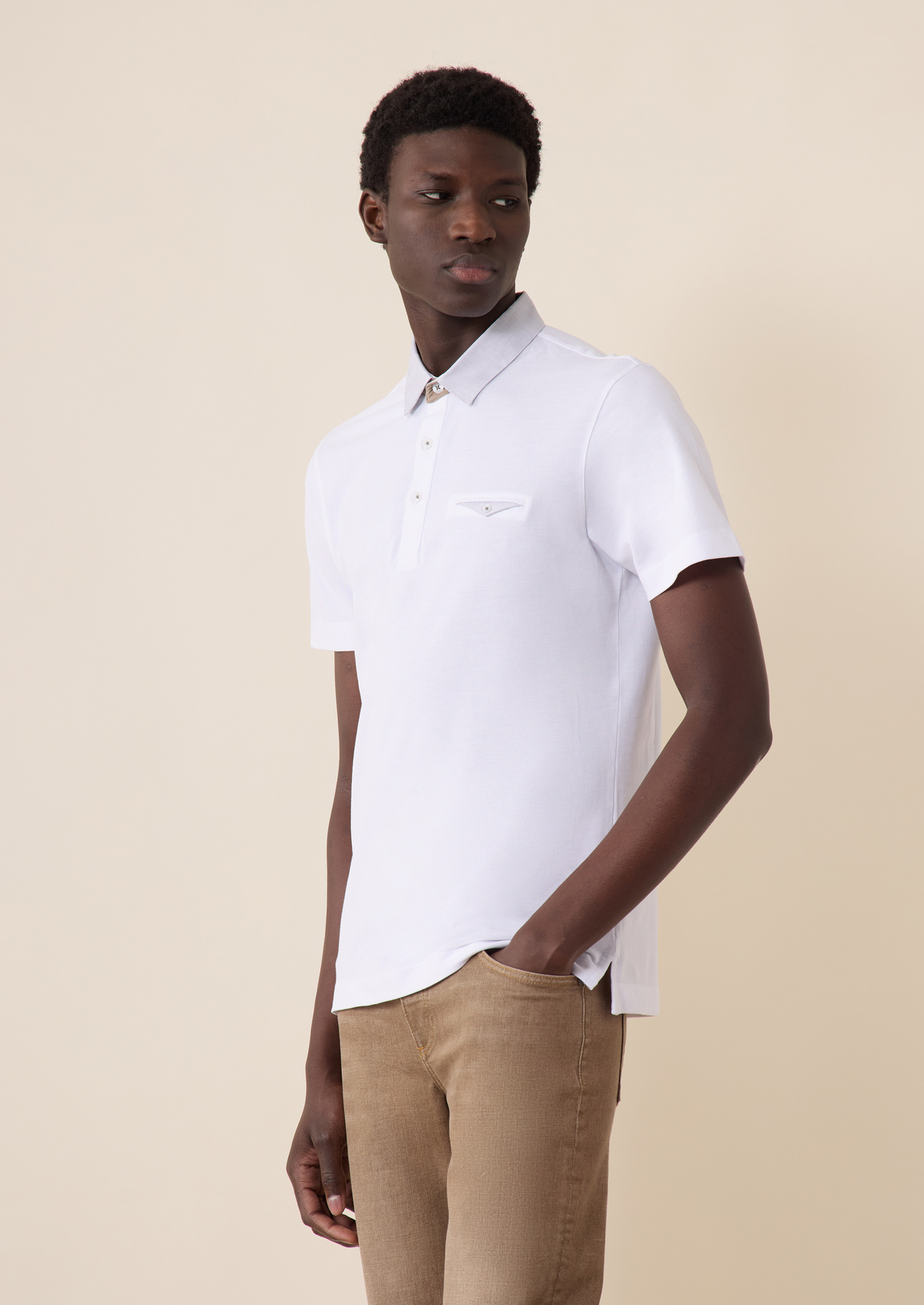 Polo manches courtes Slim en coton uni blanc