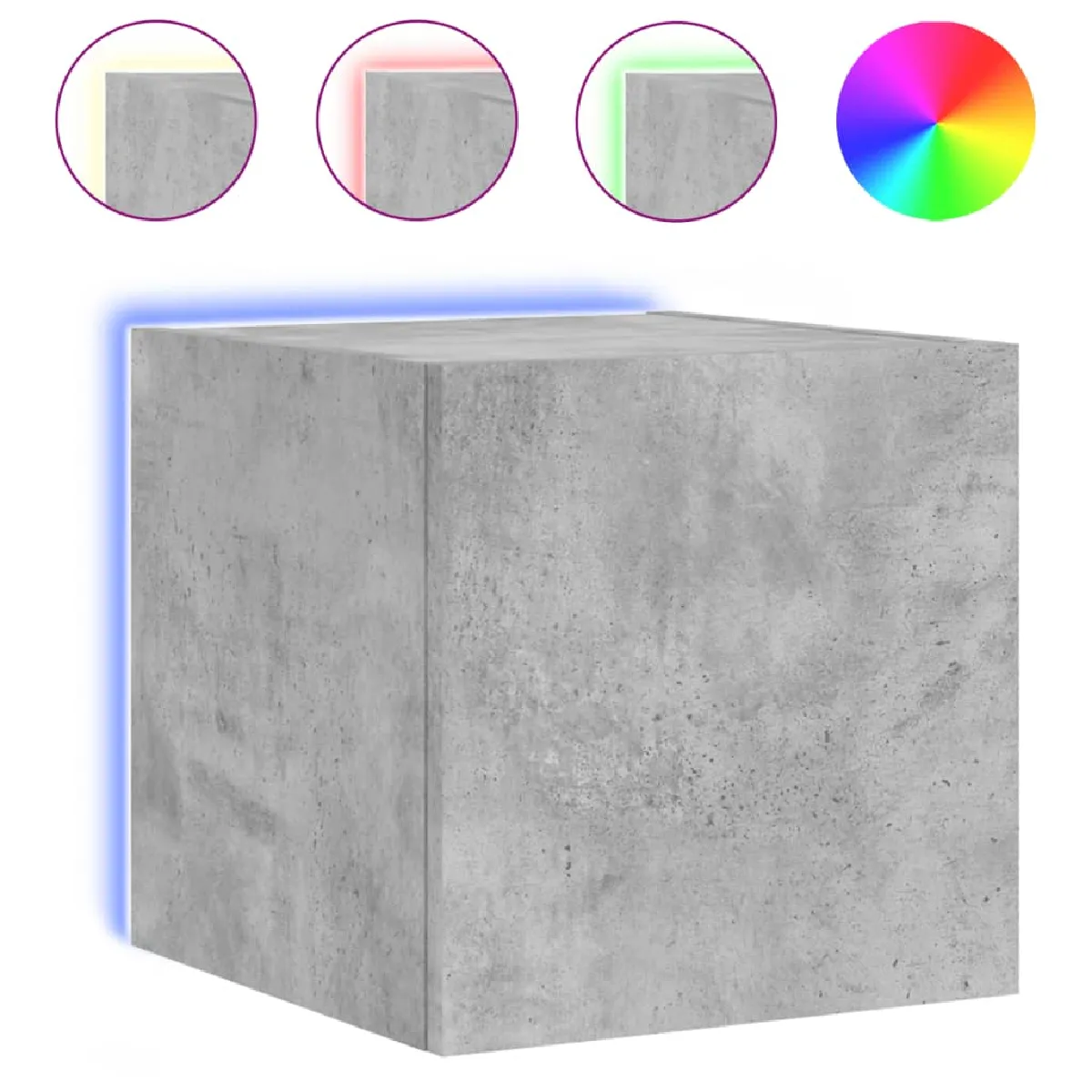 vidaXL Meuble TV mural avec LED - Gris Béton