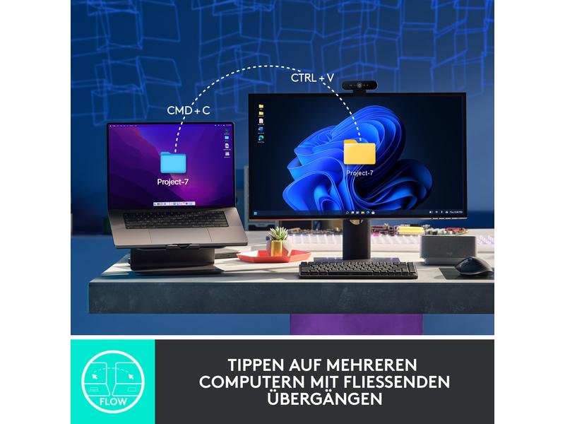 Logitech Tastatur MX Mechanical Kompakte, kabellose Business-Tastatur mit mechanischen Tasten