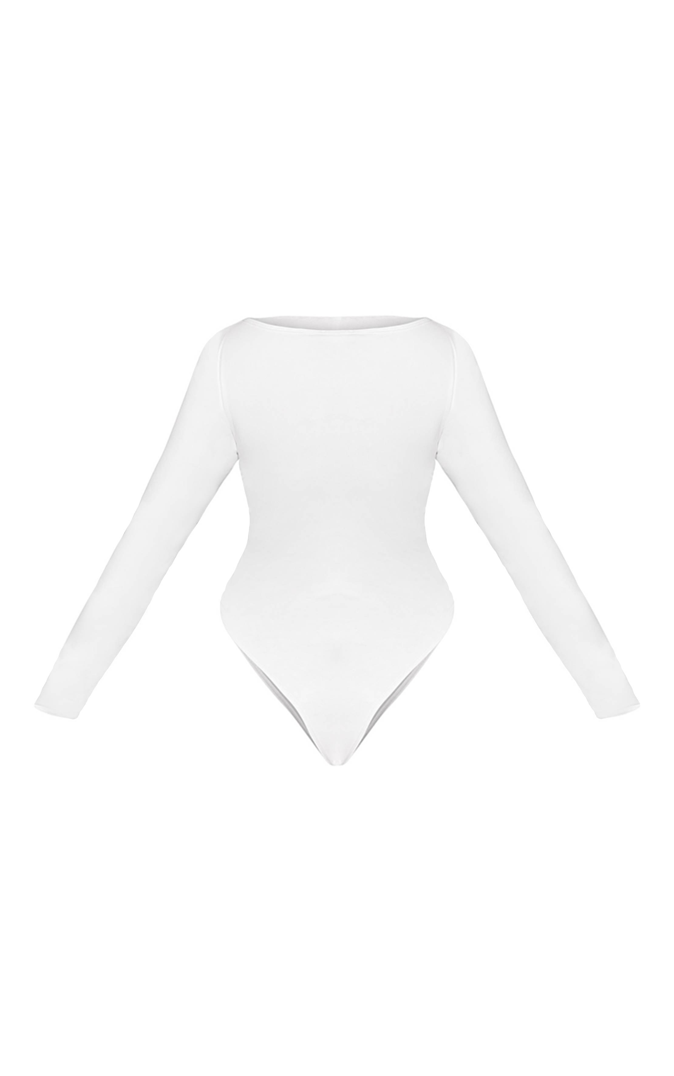 Blanc Body Sculptant Manches Longues Col Bateau Avec Soutien-gorge Intégré Shape