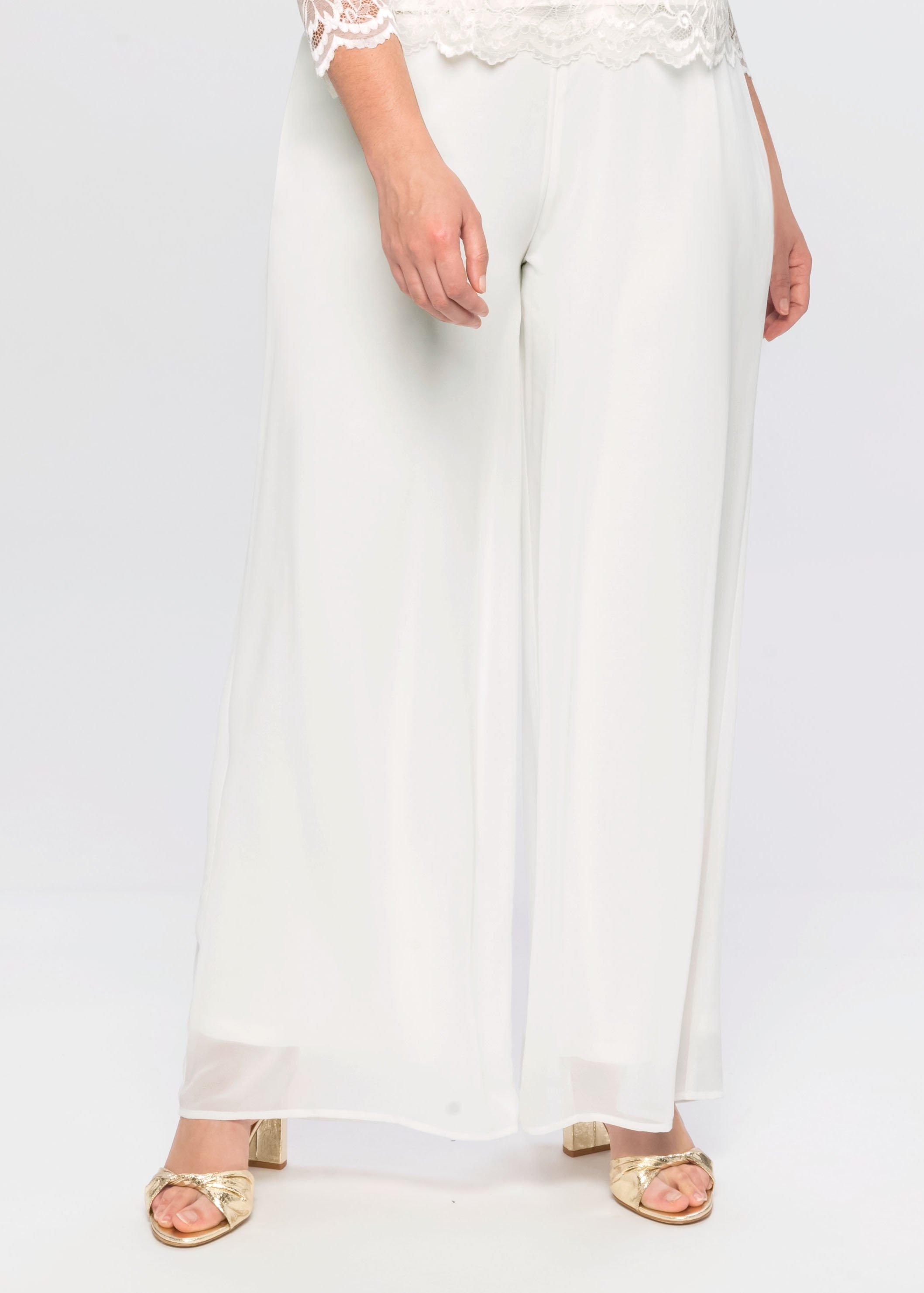 Weite Chiffonhose im Lagenlook, gefüttert
