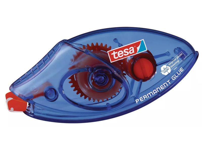 tesa Kleberoller-Set ecoLogo Permanent, 5er Pack Umweltschonender Kleberoller mit reissfestem PET-Band, 5x 8.5 m x 8.4 mm