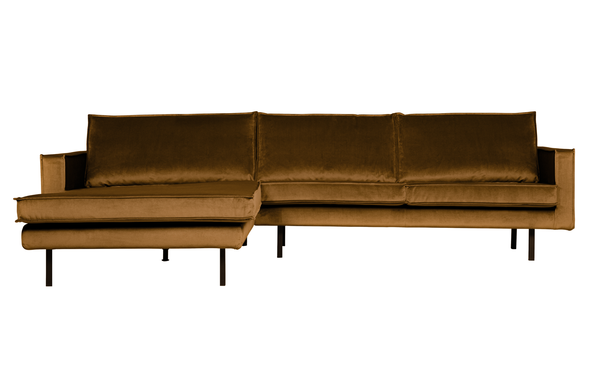 BePureHome chaise longue Rodeo velvet Links - Honing Geel