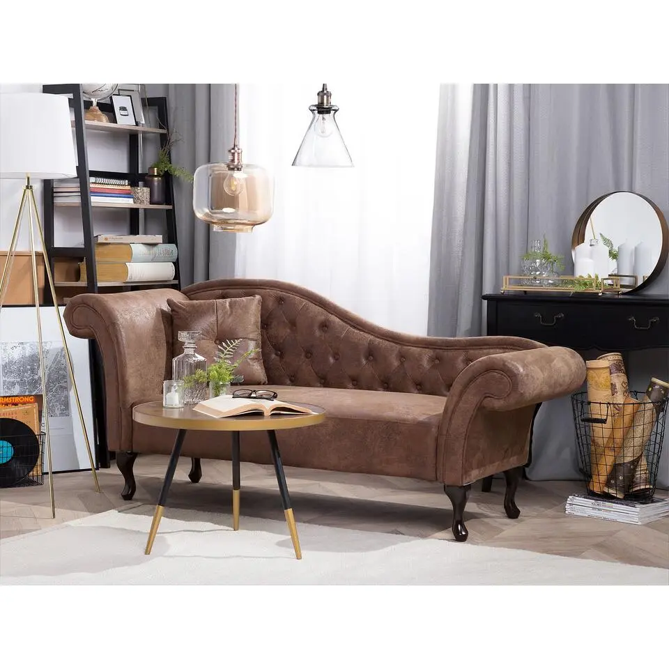 LATTES - Chaise longue - Bruin - Linkerzijde - Kunstsuède