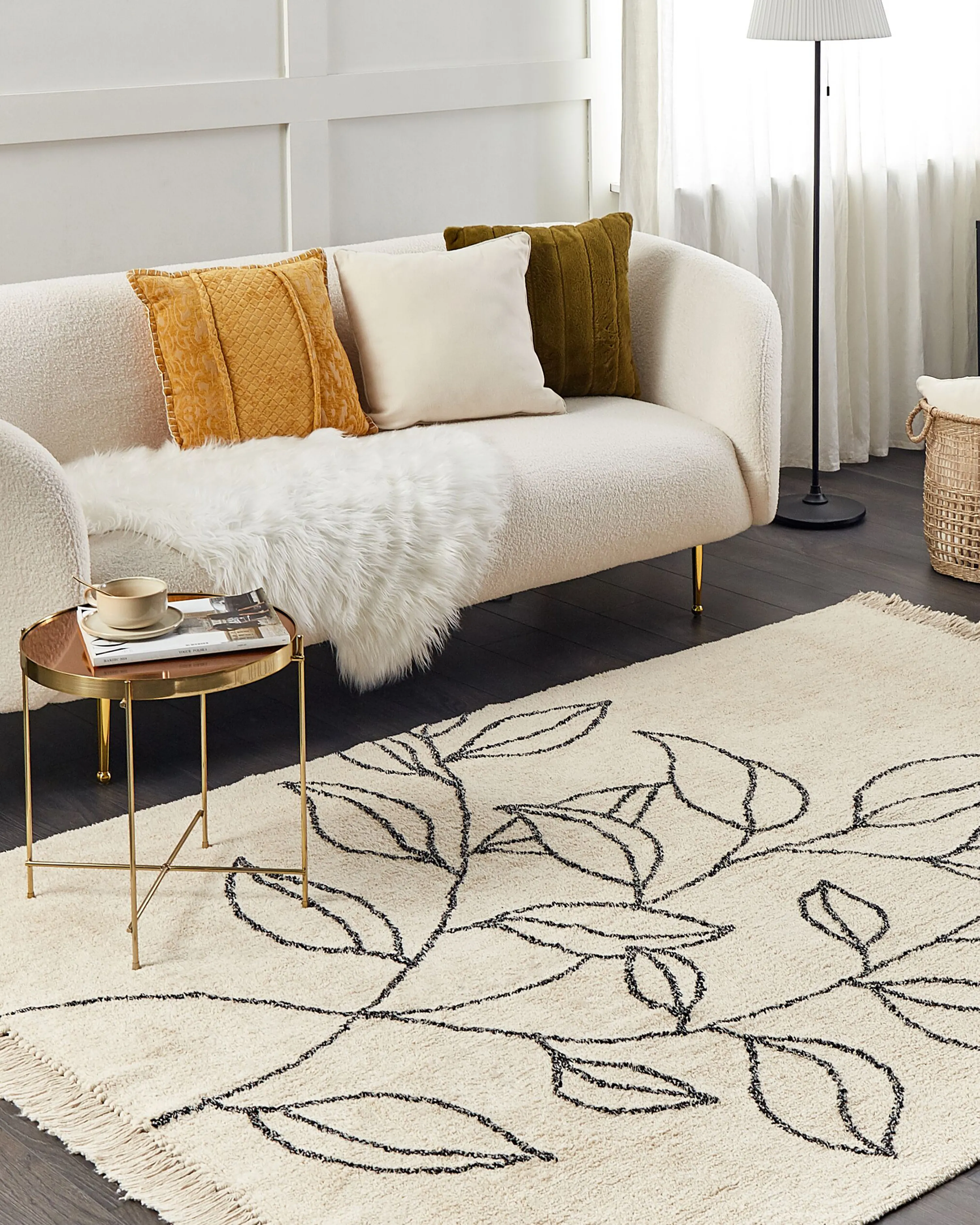 Vloerkleed SAZLI Beige 160 x 230 cm Katoen