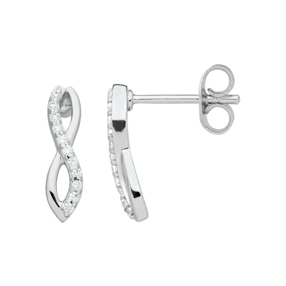 Boucles d'oreilles puces en Argent avec oxyde de zirconium blanc