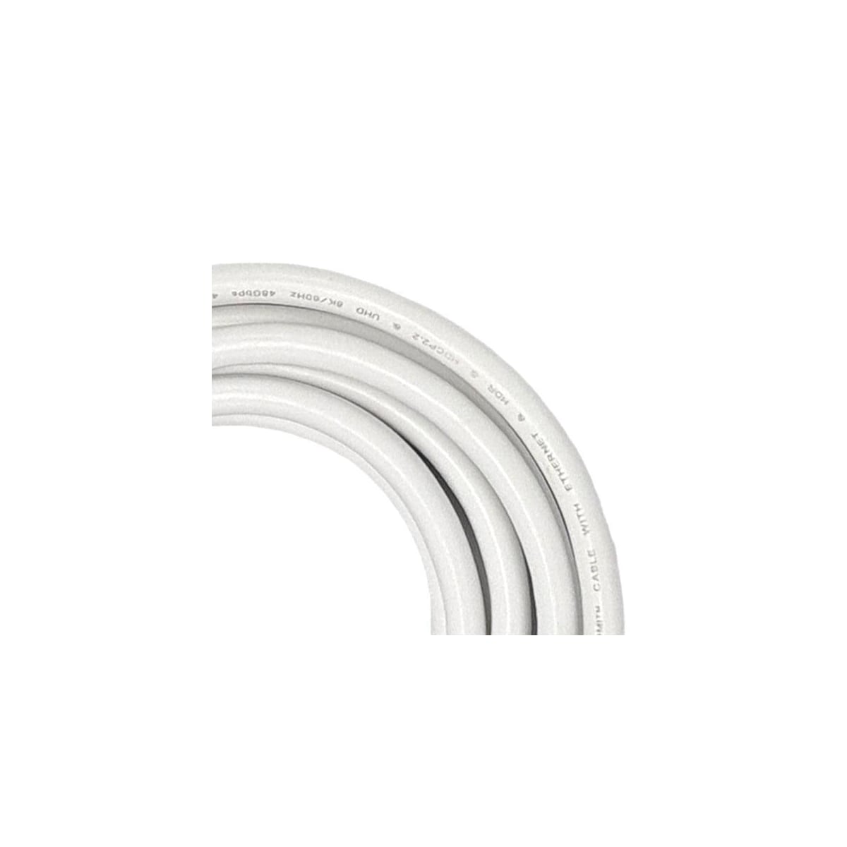 NÖRDIC CERTIFIED CABLES 1,5m Ultra High Speed ​​​​HDMI2.1 8K 60Hz 4K 120Hz 144Hz 48Gbps Dynamic HDR eARC Game Mode VRR Dolby ATMOS gullbelagt PVC hvit