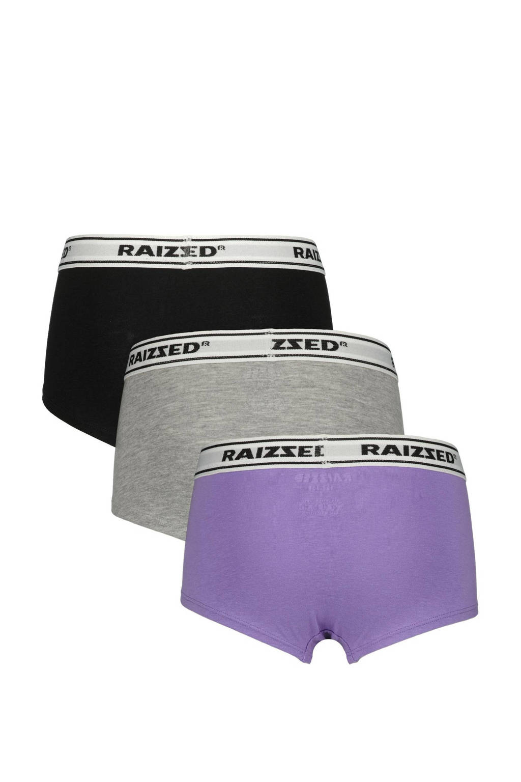 short Nora - set van 3 zwart/grijs melange/lila