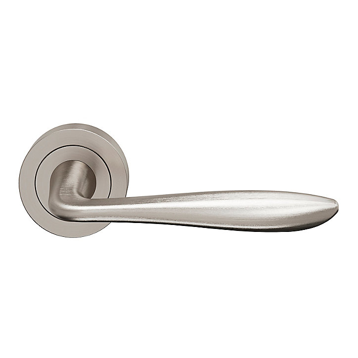 Ensemble poignée sur rosace Incurvé à visser GoodHome Meham effet nickel satin gris Ø52mm