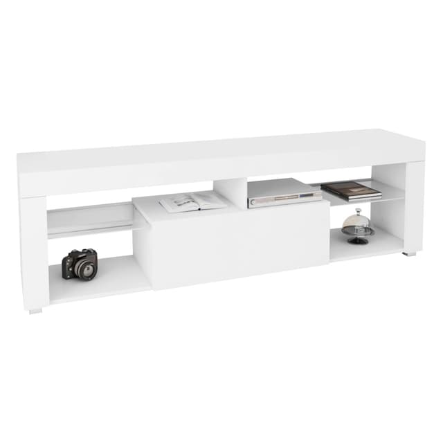 ML Design Wood Træ TV Lowboard i White, 140x51x35 cm, moderne tv-kort med