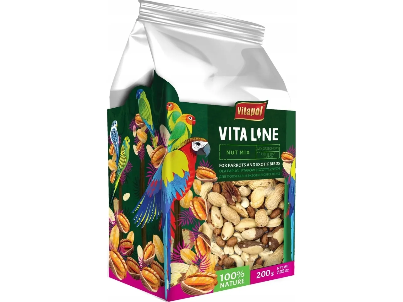 Vitaline Peanut Mix til papegøjer og eksotiske fugle 200 g, 4 stk/disp