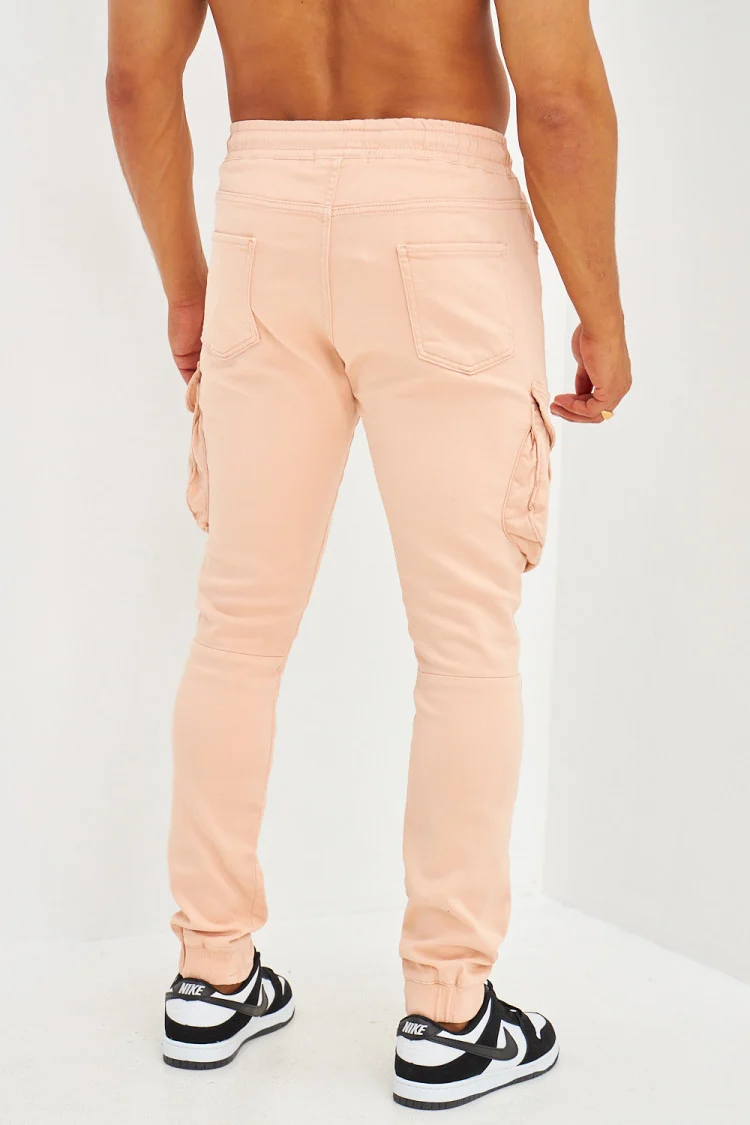 Pantalon cargo style jogger pants doux rose pastel