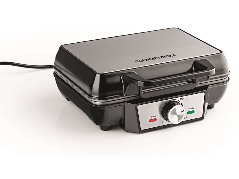 GOURMETmaxx Waffeleisen Schwarz/Silber Waffeleisen für die Herstellung belgischer Waffeln