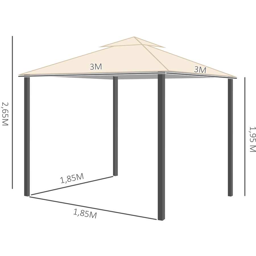 Outsunny Luxus Pavillon mit wasserabweisenden Dach gelb, schwarz