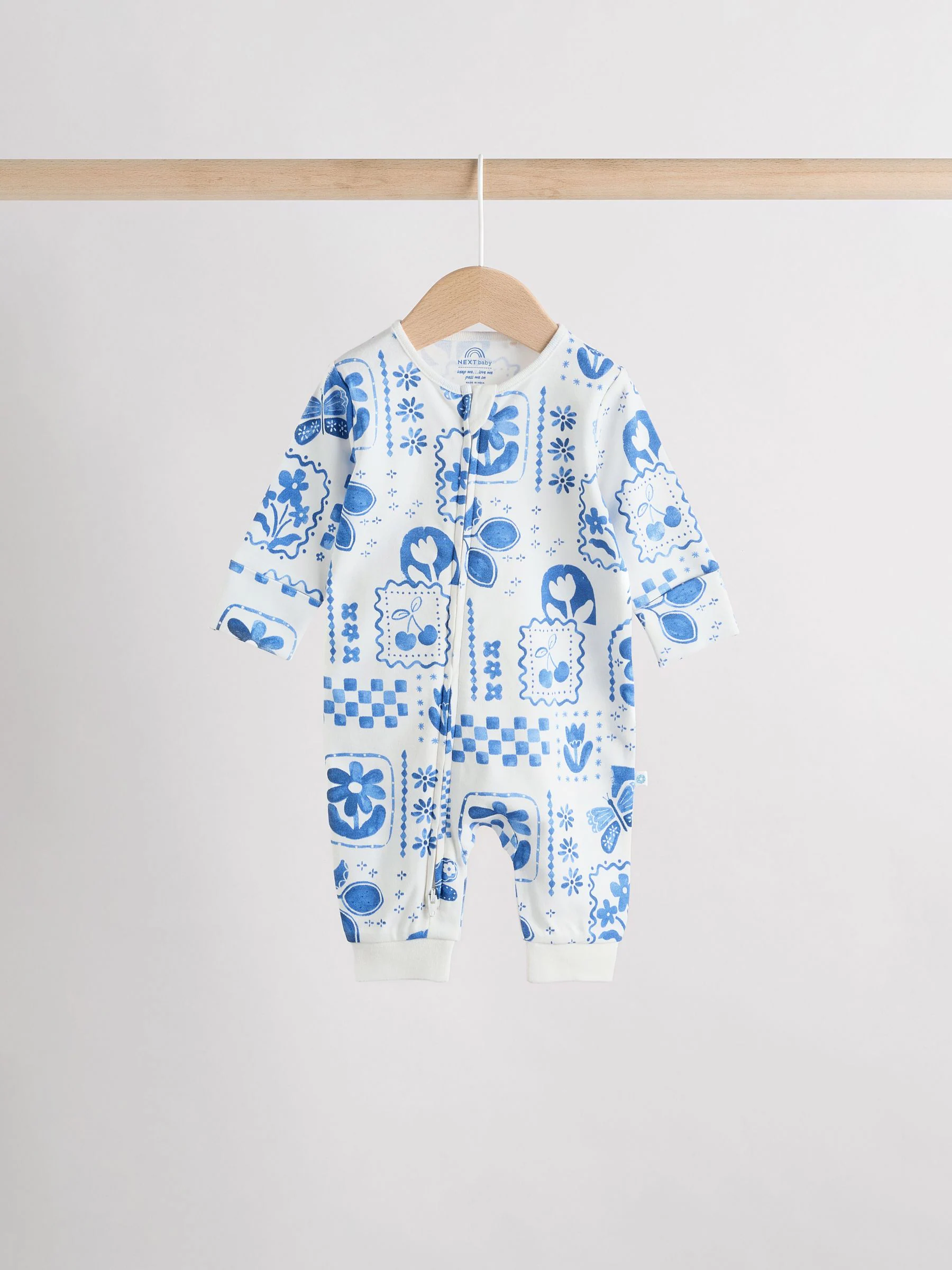 Blauw - 3 Pack Baby-pyjama's met tweewegrits (0mnd -3jr)