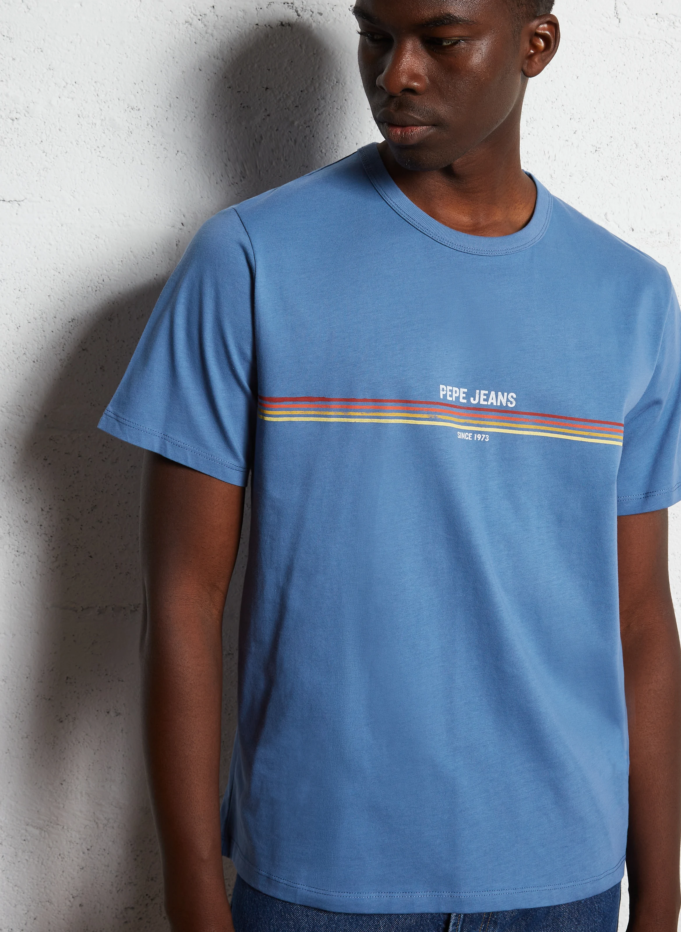 ADUR - Tee-shirt col rond en coton | Bleu