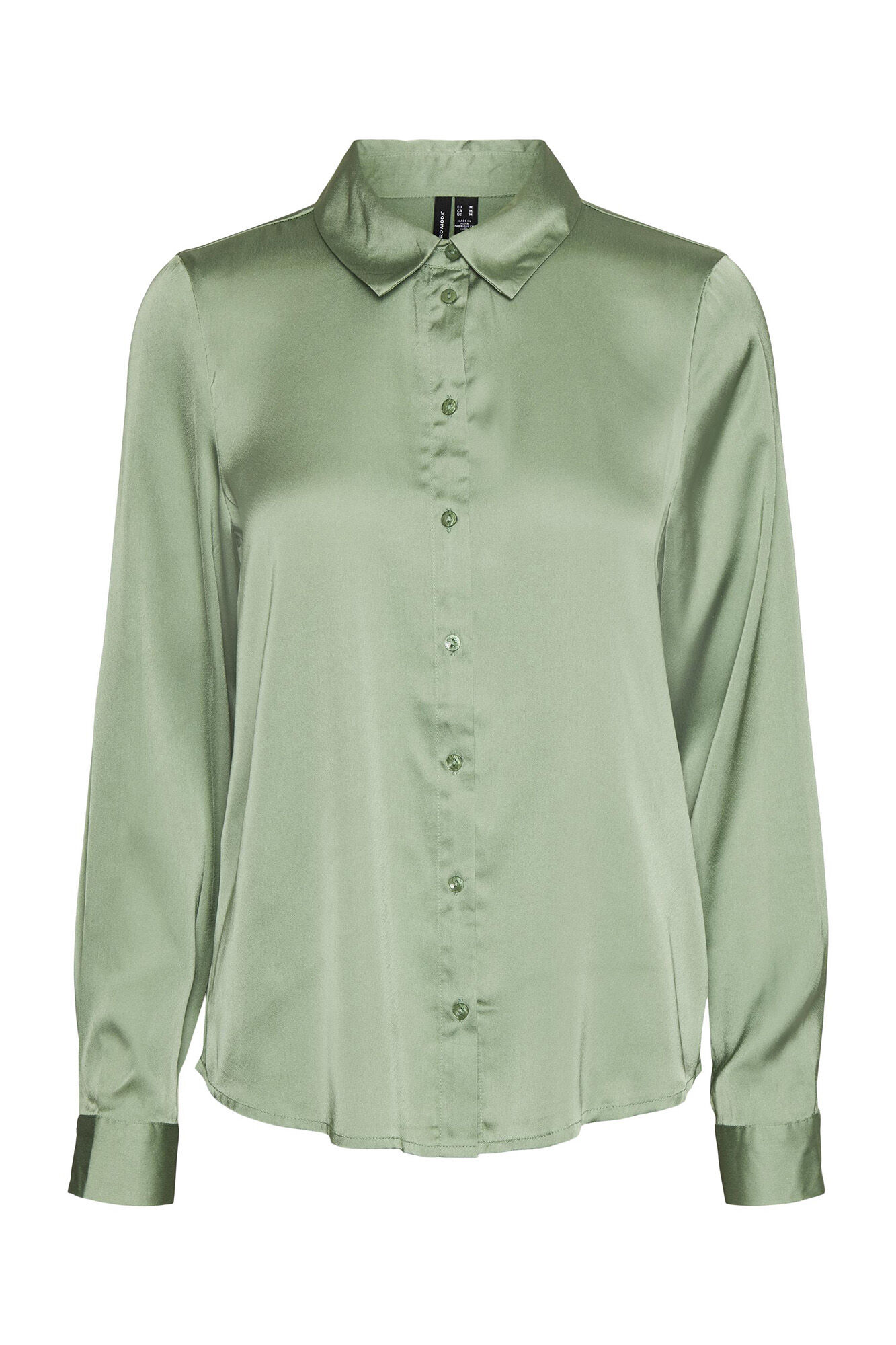 Camisa básica feminina de manga comprida - Verde