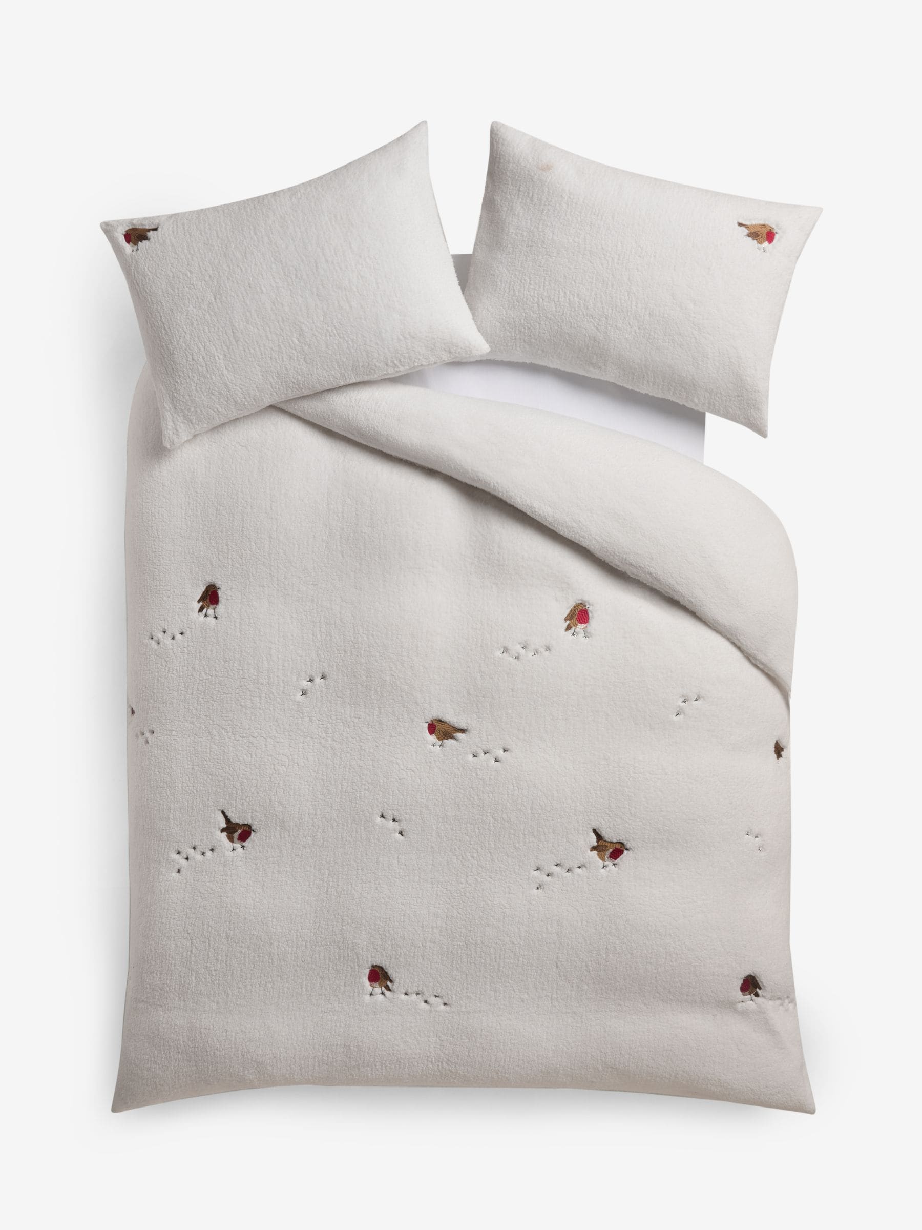 Christmas Robin fleece dekbedovertrek en kussensloop