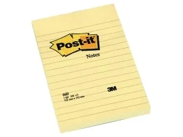 Post-it Large Notes Canary Yellow, gul, linjerede, 101 mm x 152 mm