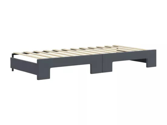 Lit de jour avec gigogne sans matelas gris foncé 90x200 cm