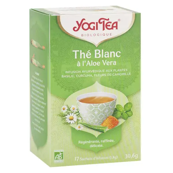 Chá Branco Yogi Tea com Aloe Vera, 17 sachês