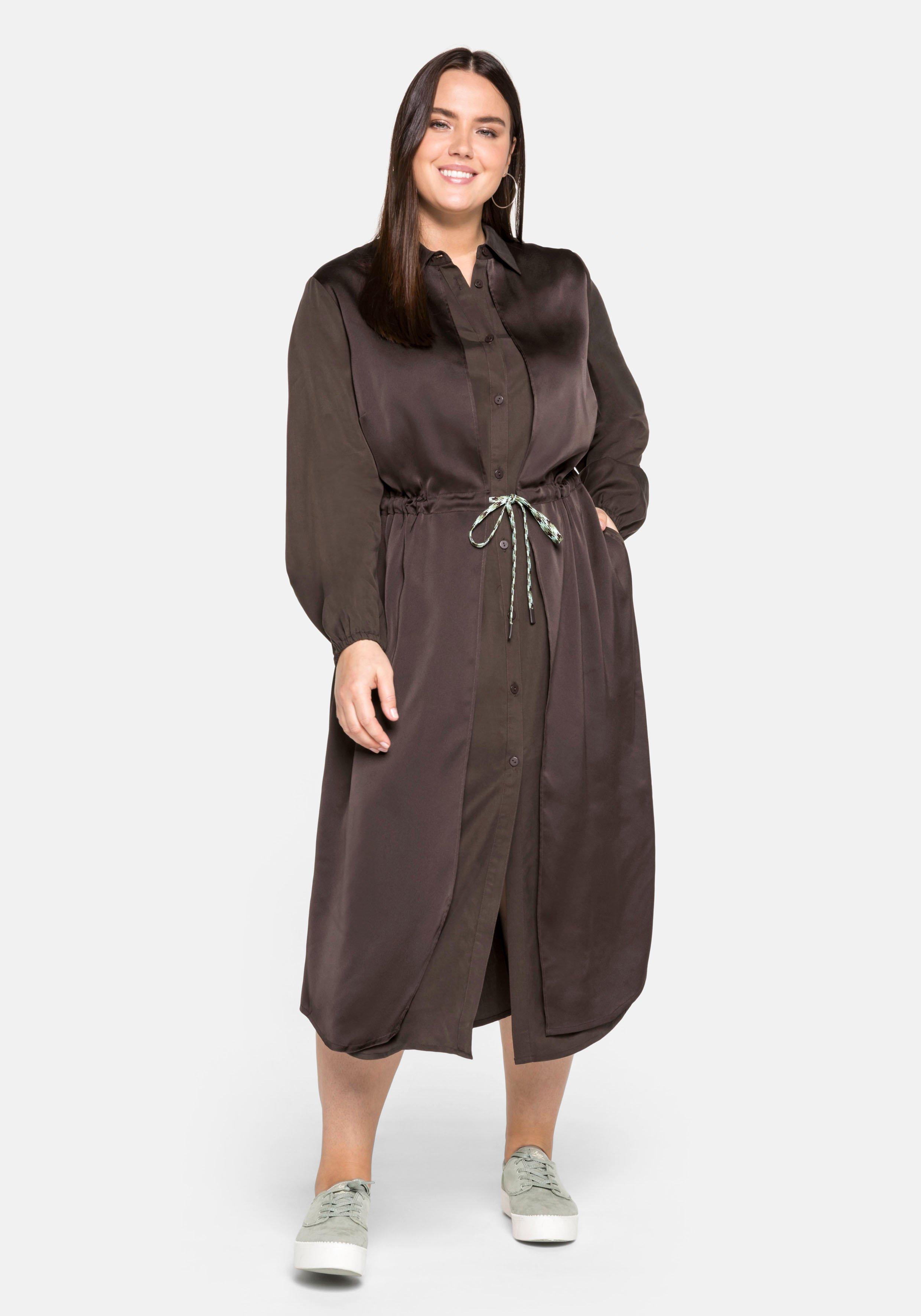 Hemdblusenkleid in 2-in-1-Optik, im Materialmix