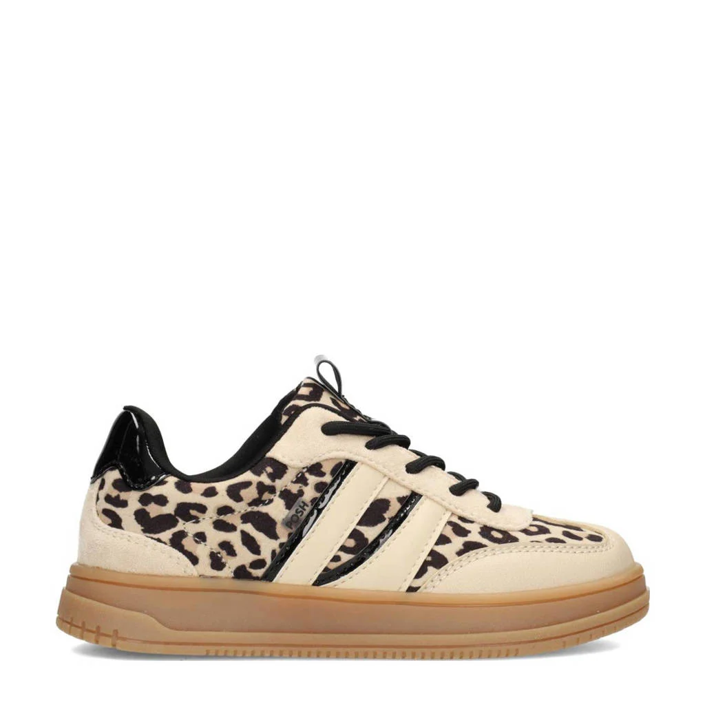 POSH by Poelman Nalasneakers met panterprint beige/zwart