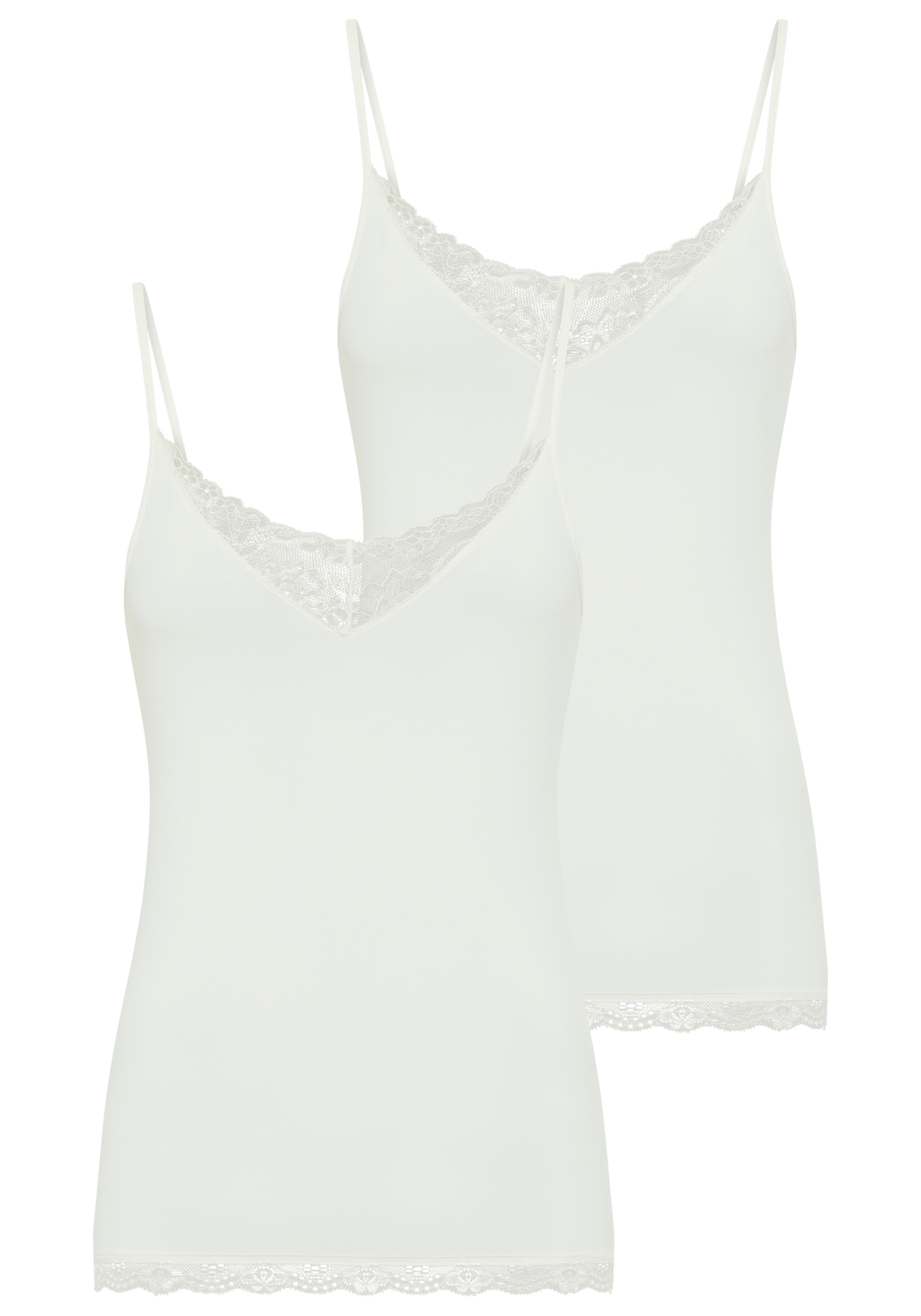 YSABEL MORA Spaghettitop , elastisch, Spitzeneinsatz, schmale Träger, femininer Stil