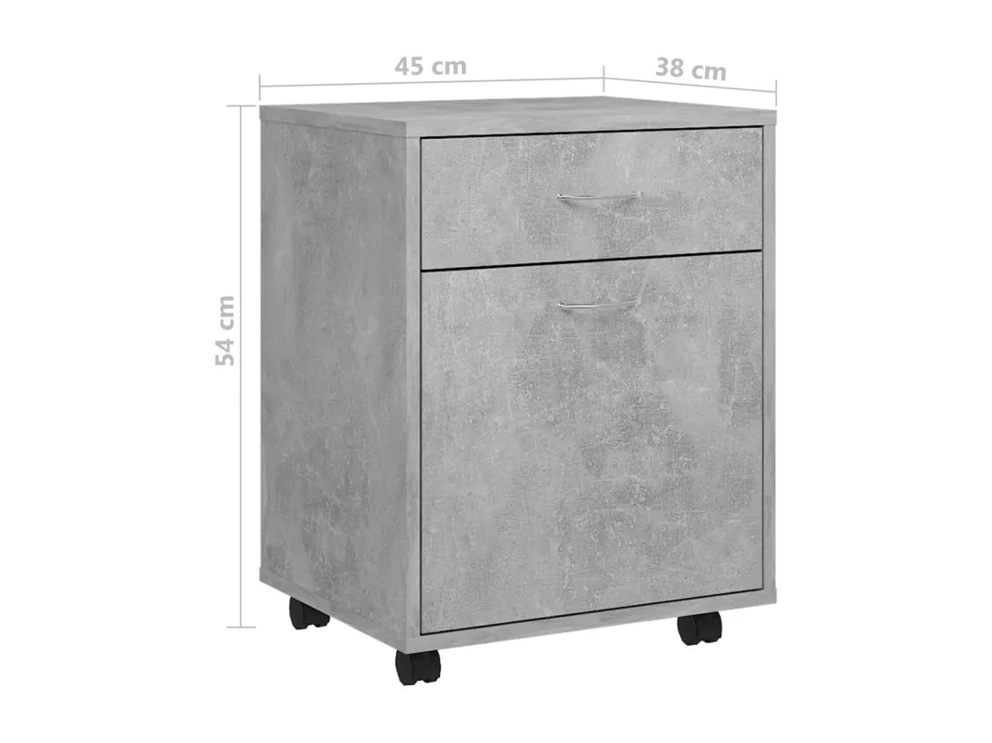 Armoire à roulettes Gris béton 45x38x54 cm Bois d’ingénierie