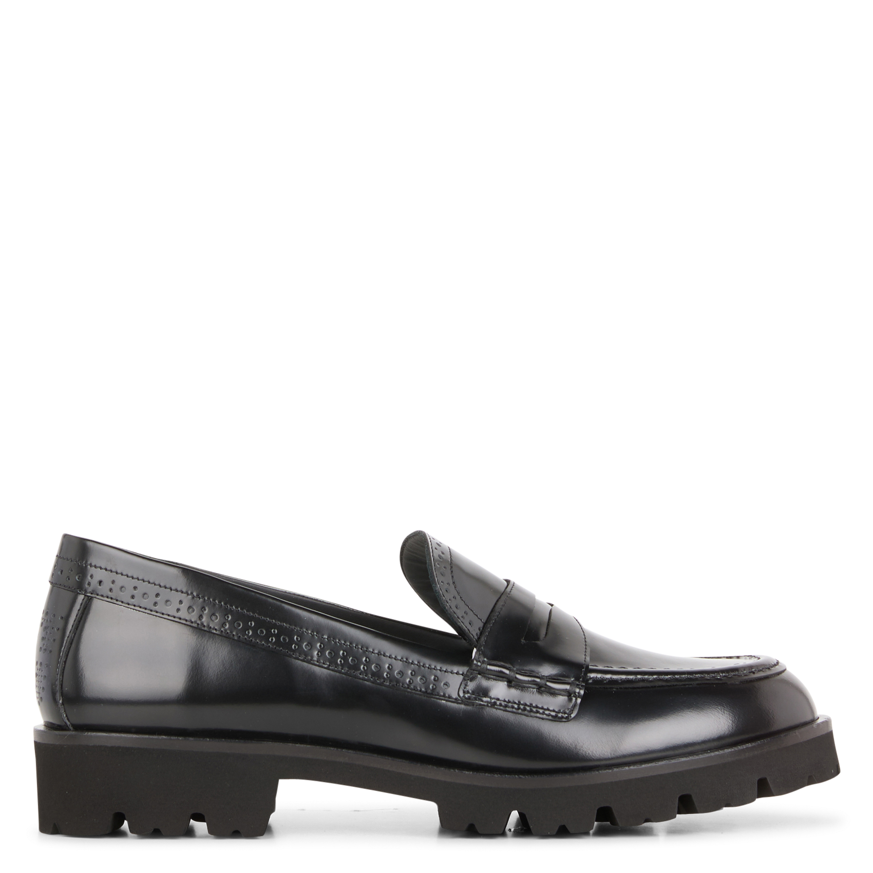 JACK - Mocassins à semelle crantée en cuir glacé | Noir