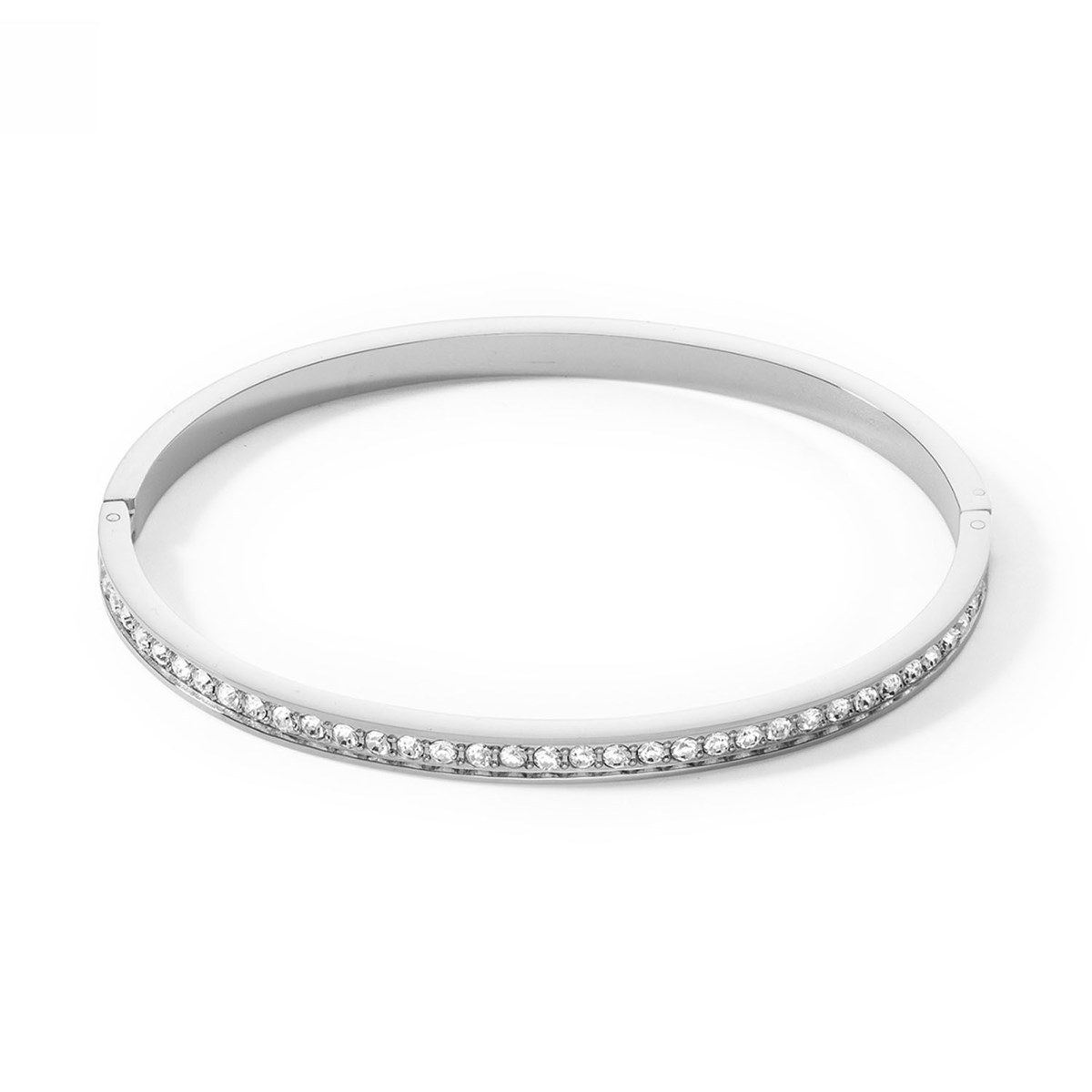Bracelet Jonc Coeur de Lion acier cristaux blancs