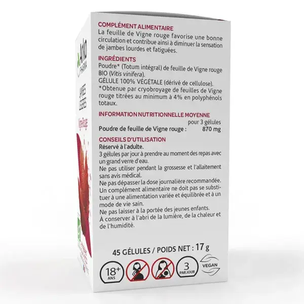 Arkopharma Arkogélules Vigne Rouge Bio 45 gélules