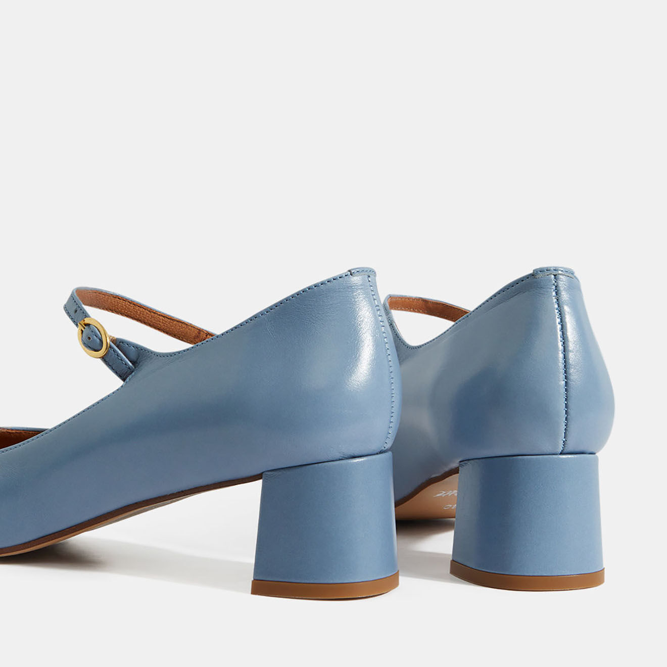 Galeries Lafayette Babies en Cuir bleu jean - Talon 4.5 cm
