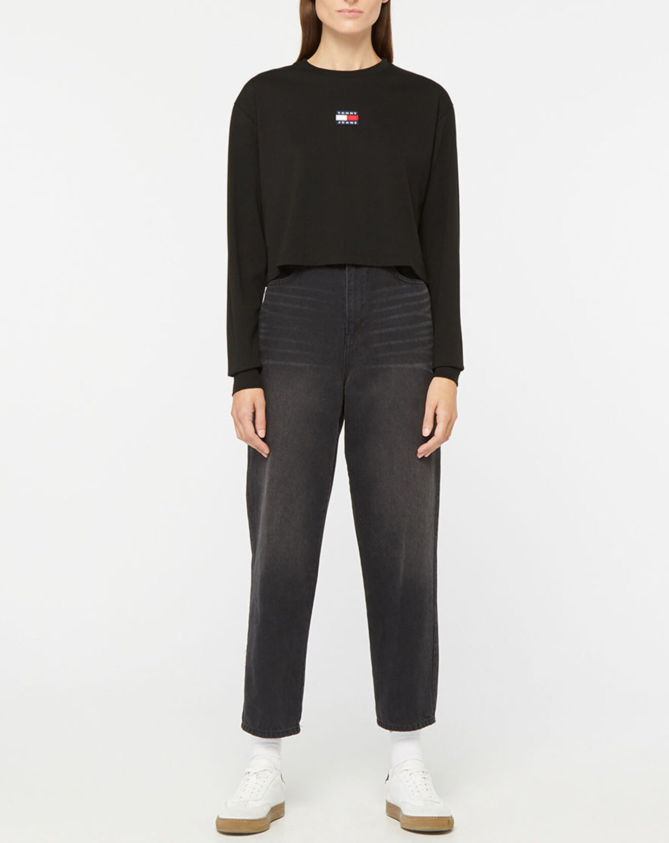 Tommy Jeans T-Shirt Crop Tommy Badge noir
