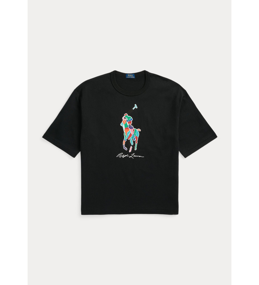 Camiseta Ralph Lauren Big Pony Relaxed Fit em algodão, preta
