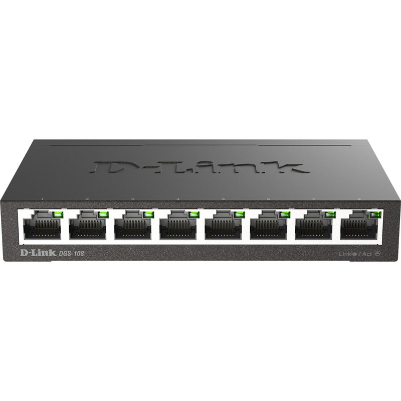 D-Link DGS-108 Non-géré L2 Gigabit Ethernet (10/100/1000) Noir