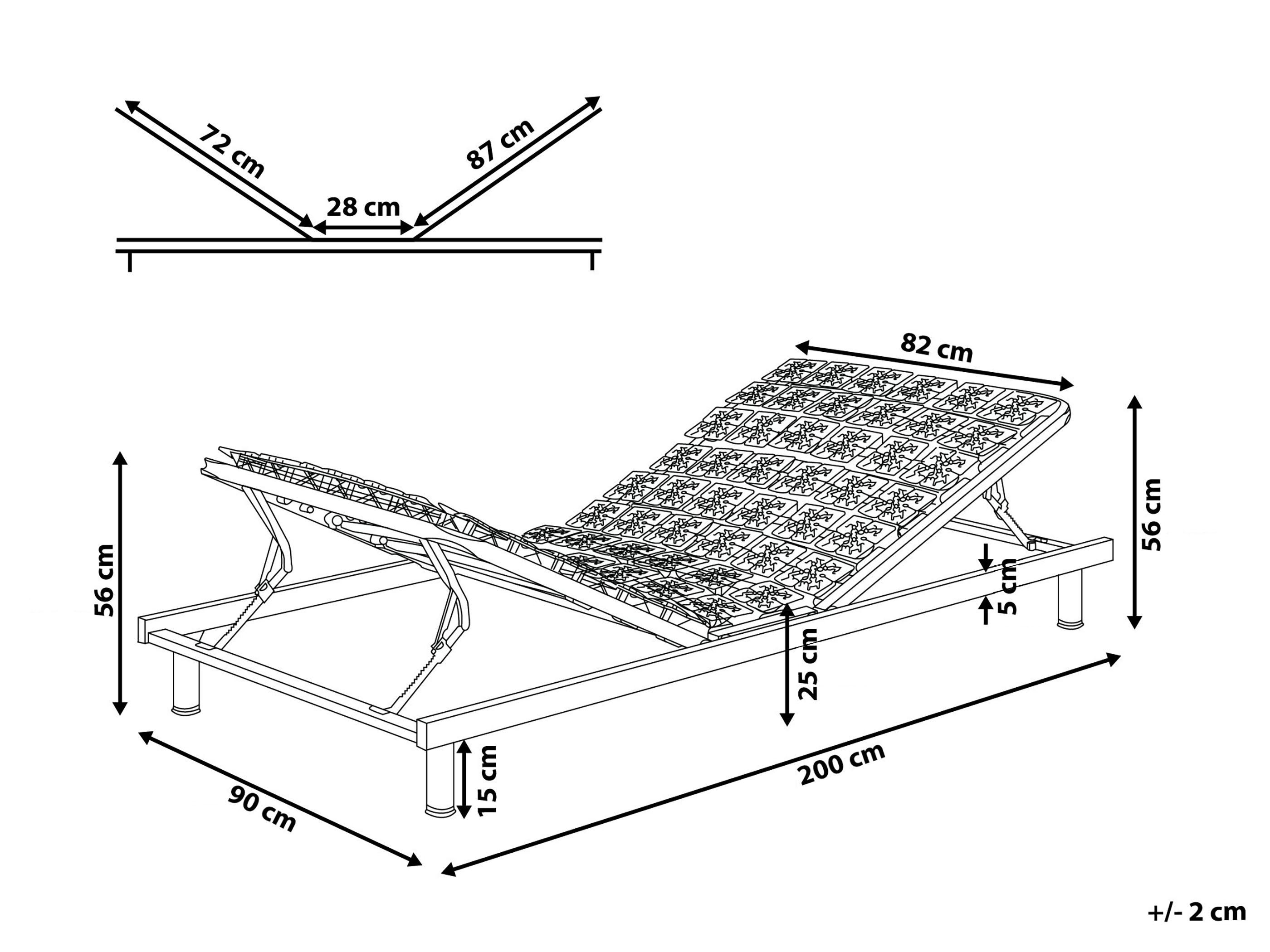 Handmatig verstelbaar bedframe STAR 90 x 200 cm Grijs