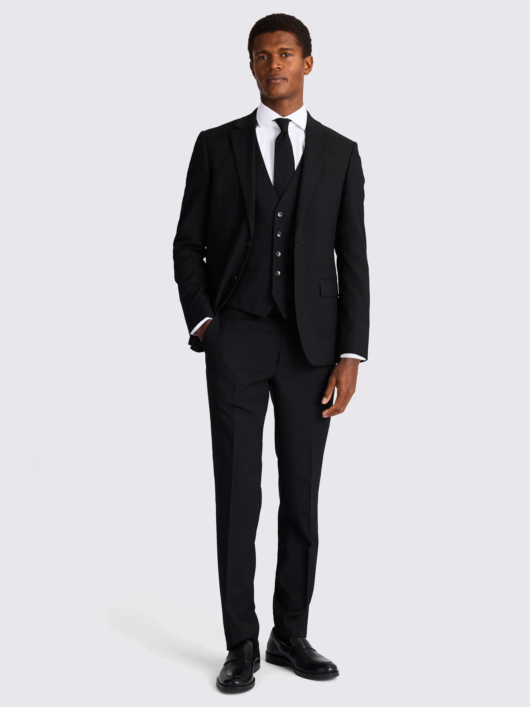 Zwart - MOSS Slim-fit stretchcolbert