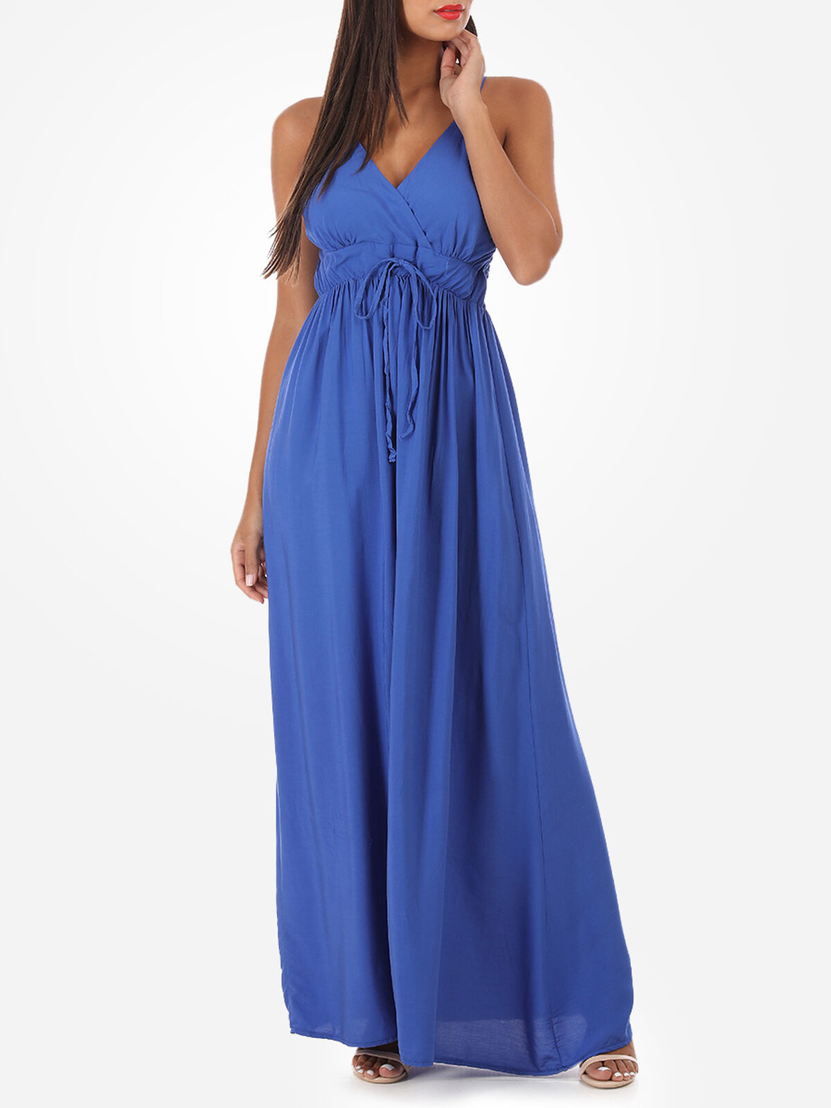 Robe longue cache coeur- Bleu