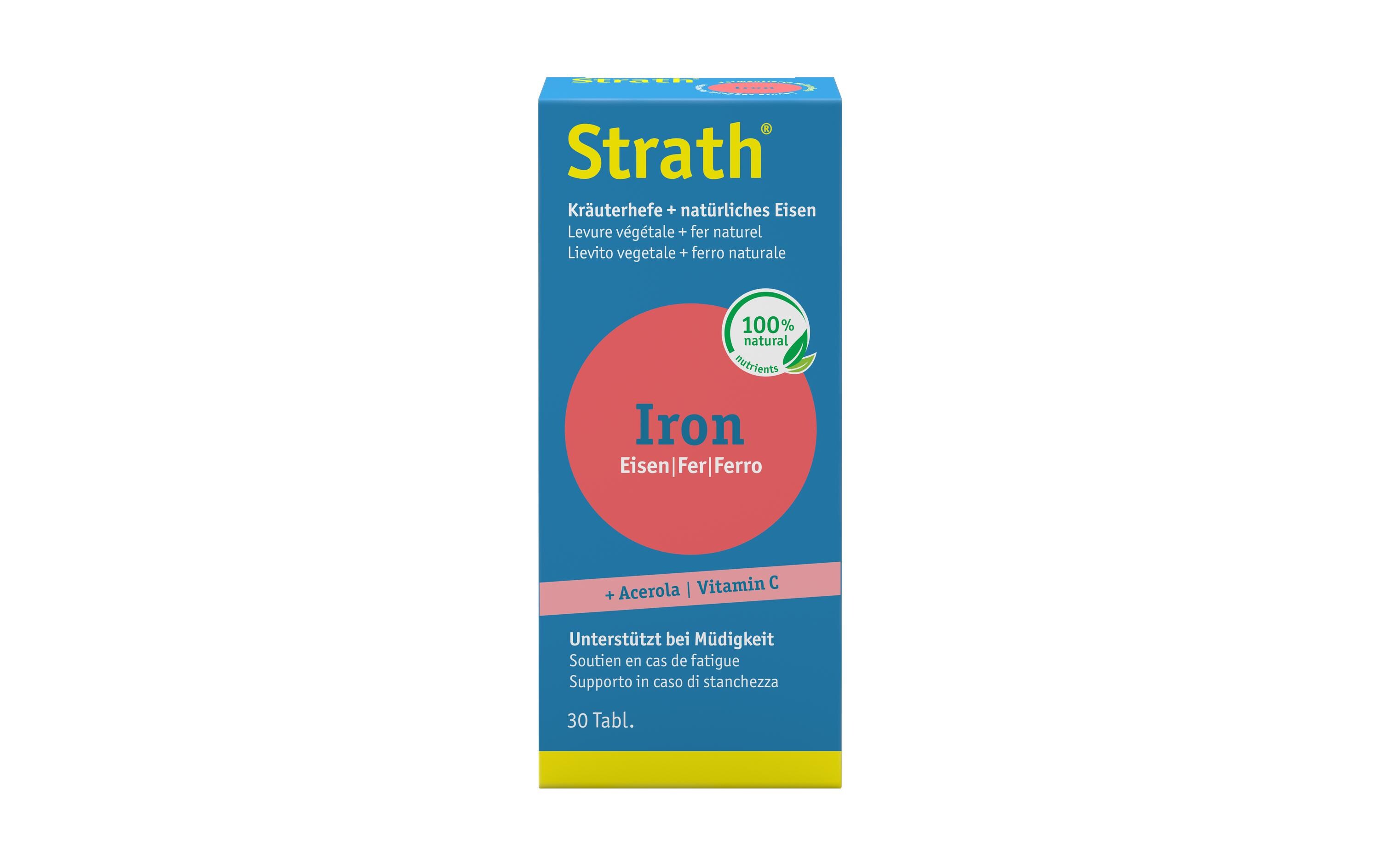 Iron – natürliches Eisen 30 TablettenVeganes, natürliches Eisen mit fermentierter Kräuterhefe bei Müdigkeit und Erschöpfung