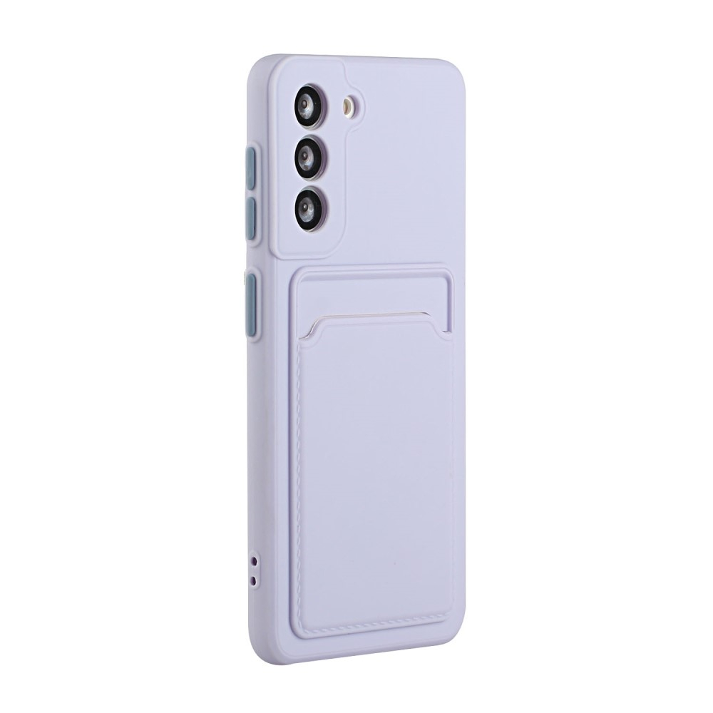 Samsung Galaxy S21 FE 5G Gummi Case Hülle mit Kartenfach - Lila / Grau
