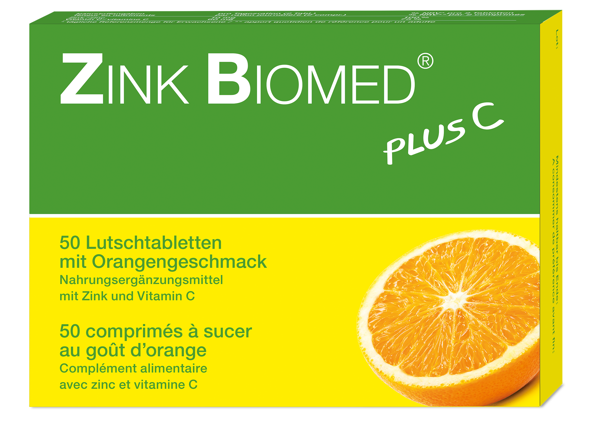 Zink Biomed plus C<br>50 Stück, Lutschtablette, Orange