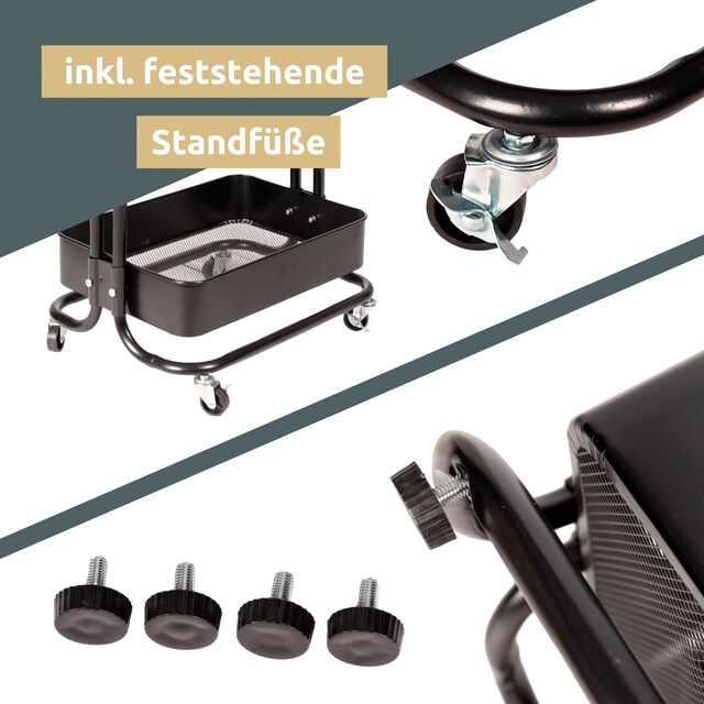 deluxe4home Servierwagen 28 x 80 cm schwarz