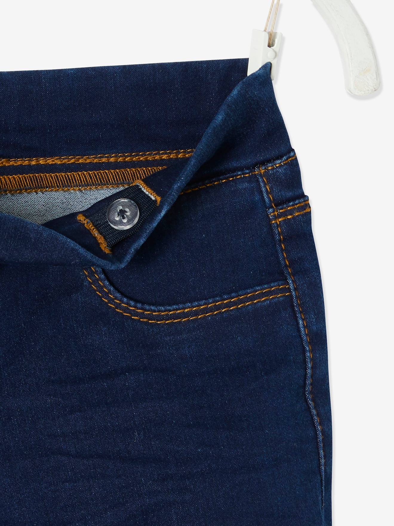 Calça legging jeans sem lavagem para meninas, lavagem cinza média