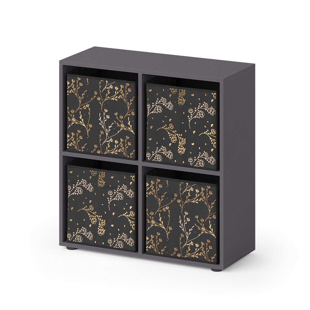 Vicco Raumteiler Würfelregal Standregal Tetra Schwarz Faltbox Wohnzimmer Regal 73x72 cm modern Ablage 4 Fächer Dekoregal Ordnerregal Aufbewahrung
