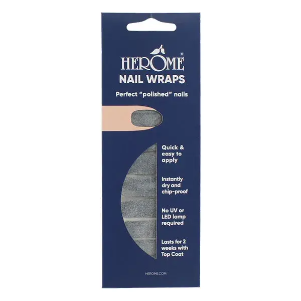 Adesivos para unhas Herôme com glitter prateado