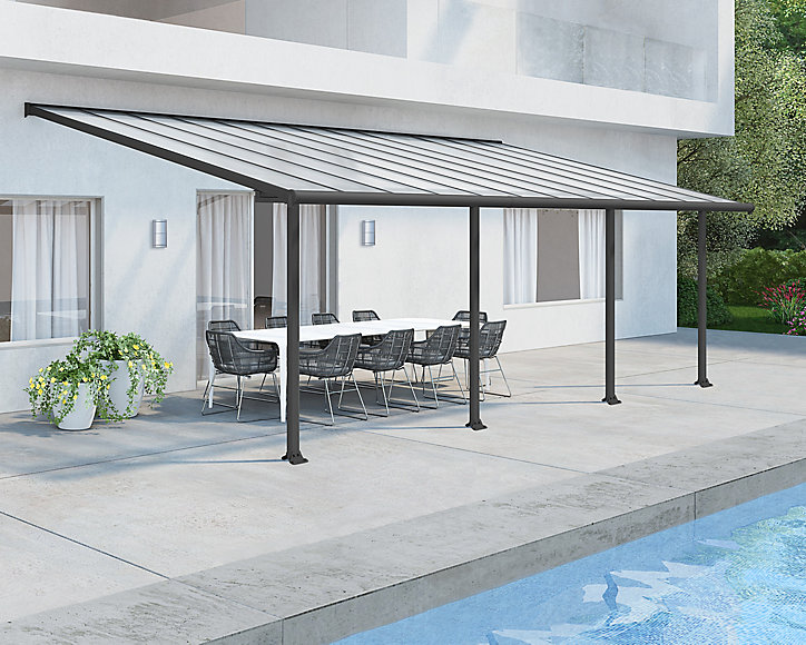 Pergola adossée Olympia 3 x 7,30m gris